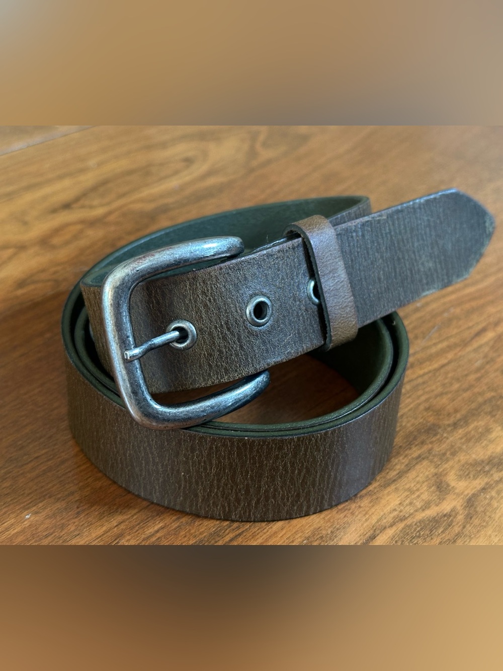 Buffalo Leather Belt Solid Brass Buckle Brown 38–42” Rugged Heritage